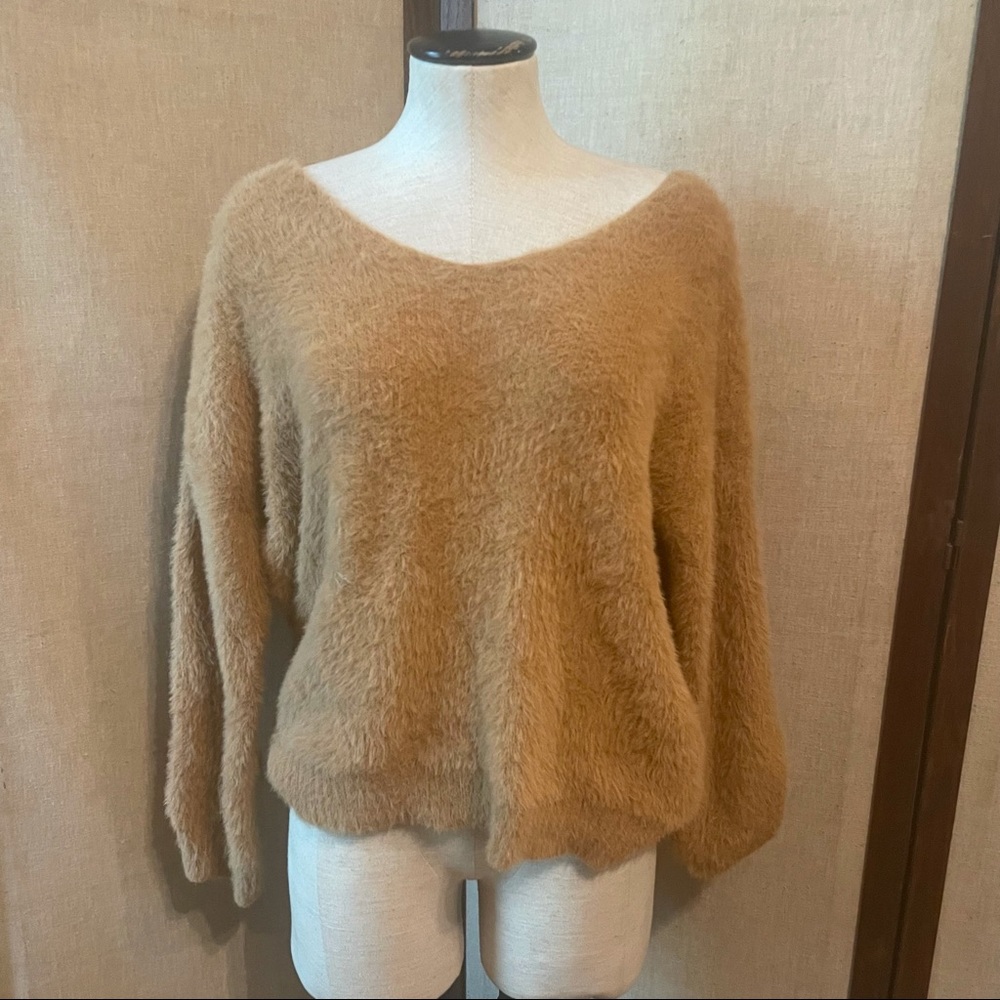SHEIN | Nude Fuzzy Sweater with Twist Back